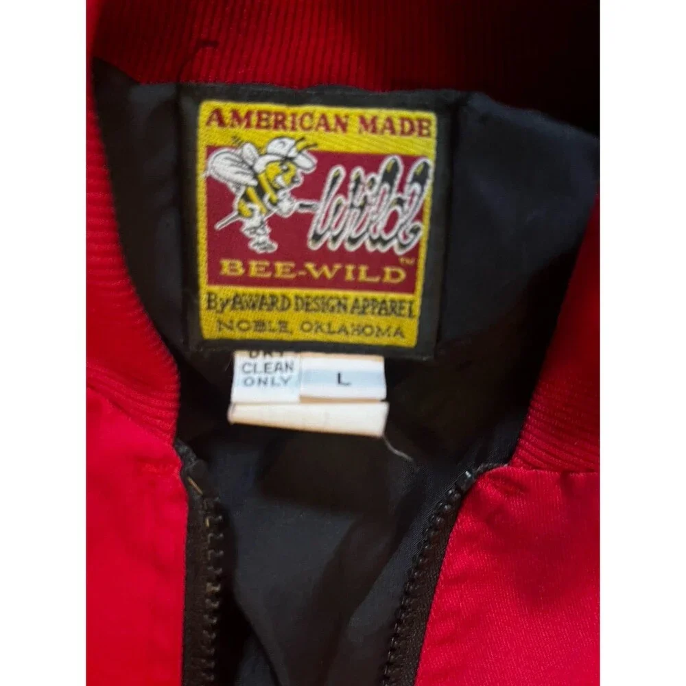 Vintage Bee-Wild Red Canvas 1970’s bomber Gas Station jacket Glen Campbell Sz L